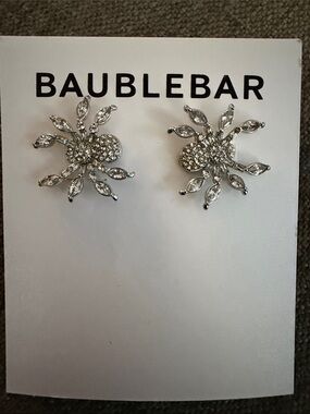 BaubleBar Silver Crystal Sunburst Stud Earrings